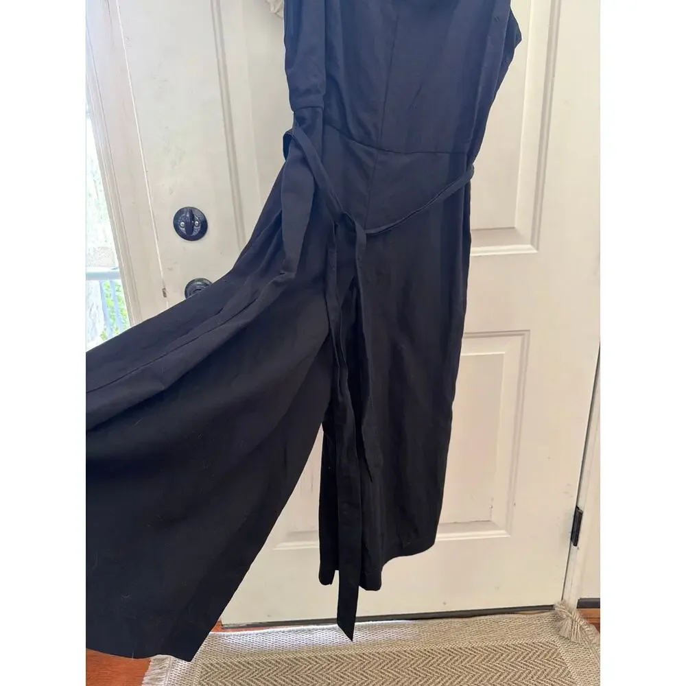 NEW Gap Jumpsuit Women's Size 14 Linen Blend Black Boho Wedding Guest Chic